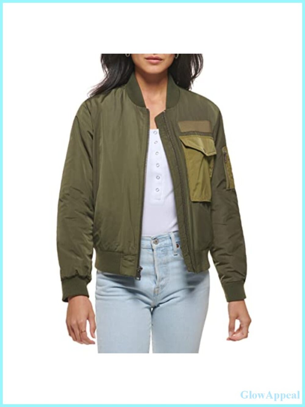 Utility Flight Bomber Jacket with Rib Knit Cuffs and Collar